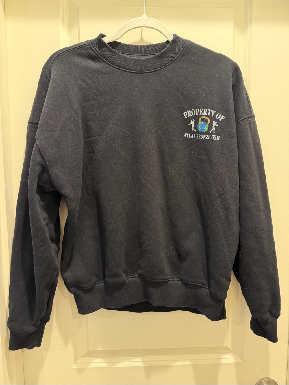 Hollister Black Crewneck Sweatshirt with Atlas Gym Chest Graphic